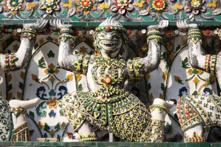 Photo for Decorative elements on facade of Wat Arun, Temple of Dawn in Bangkok, Thailand. - Royalty Free Image