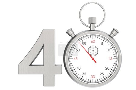Foto de Cronómetro de metal aislado para el número 40, renderizado 3D - Imagen libre de derechos