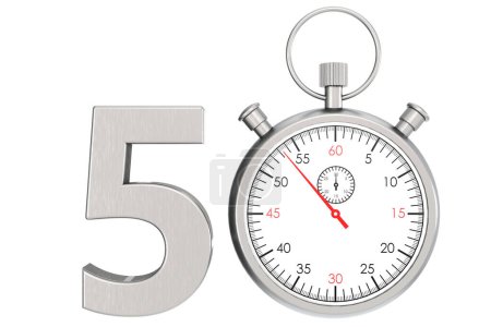 Photo for Metal stopwatch isolated for number 50, 3D rendering - Royalty Free Image