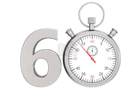 Téléchargez les photos : Chronomètre en métal isolé pour numéro 60, rendu 3D - en image libre de droit
