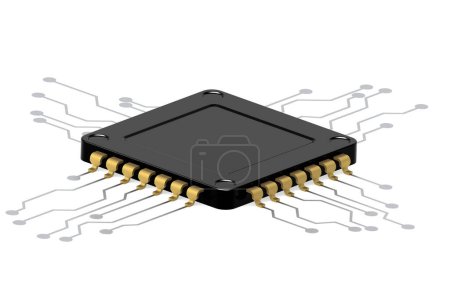 Photo for Black computer processor on white background, 3d rendering - Royalty Free Image