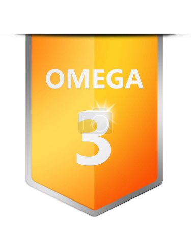 Foto de Escudo Omega 3 con fondo naranja. Proteger el cuerpo mantenerse saludable. , 3d renderizado - Imagen libre de derechos
