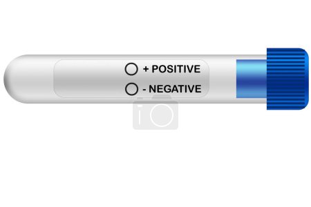 Blank test tube with positive and negative selection, 3d rendering