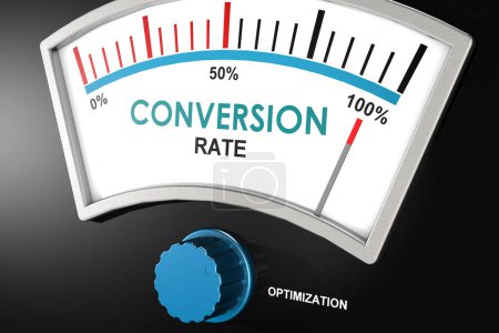 Indicator for conversion rate with optimization knob, 3d rendering