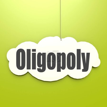 Photo for Oligopoly word on white cloud with green background, 3D rendering - Royalty Free Image