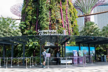 Téléchargez les photos : Singapour- 16-Jun, 2023 : Entrée de l'Observatoire Supertree dans les jardins près de la baie. - en image libre de droit