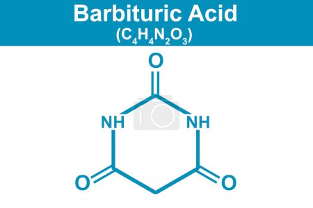 Photo for Chemistry illustration of Barbituric acid in blue, 3d rendering - Royalty Free Image