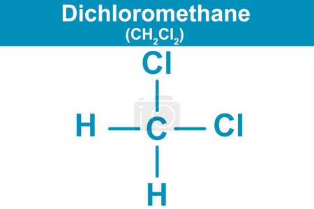 Téléchargez les photos : Illustration chimique du dichlorométhane en bleu, rendu 3d - en image libre de droit