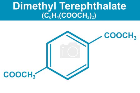Foto de Ilustración química del tereftalato de dimetilo C6H4 (COOCH3) 2 en azul, representación 3d - Imagen libre de derechos