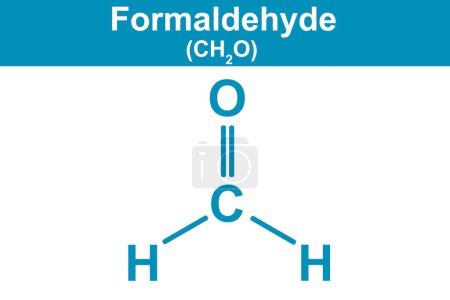 Téléchargez les photos : Illustration chimique du formaldéhyde en bleu, rendu 3d - en image libre de droit