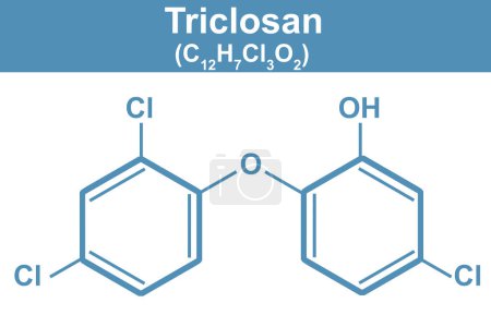 Photo for Chemistry illustration of Triclosan in blue, 3d rendering - Royalty Free Image