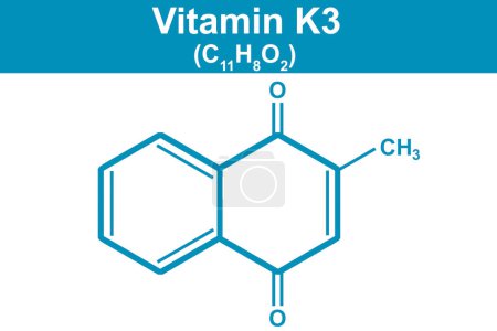 Photo for Chemistry illustration of Vitamin K3 Menadione molecular in blue, 3d rendering - Royalty Free Image