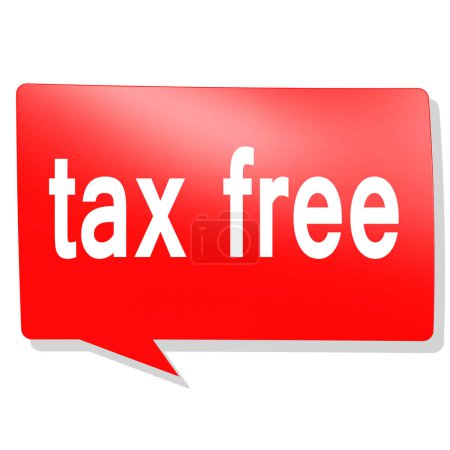 Téléchargez les photos : Mot libre d'impôt sur la bulle d'expression rouge, rendu 3D - en image libre de droit