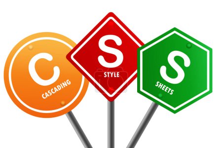 Road sign with CSS - Cascading Style Sheets word, 3d rendering