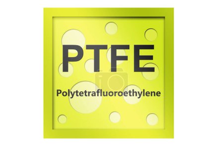 Foto de Símbolo de polímero de politetrafluoroetileno (PTFE) aislado, representación 3D - Imagen libre de derechos