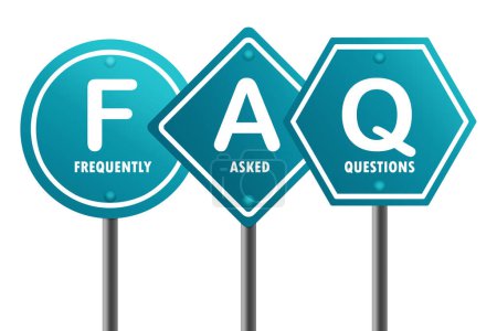 Verkehrszeichen mit häufig gestellten Fragen (FAQ) Wort, 3D-Rendering