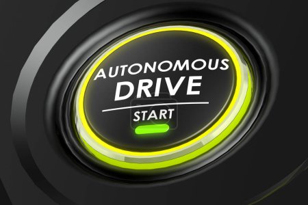 Photo for Start of autonomous drive button, 3d rendering - Royalty Free Image