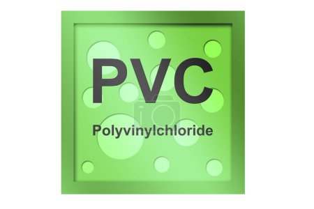 Foto de Polímero de cloruro de polivinilo (PVC) sobre fondo verde, representación 3d - Imagen libre de derechos