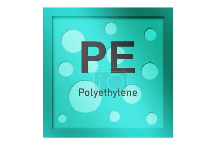 Foto de Polímero de polietileno (PE) sobre fondo azul, representación 3d - Imagen libre de derechos