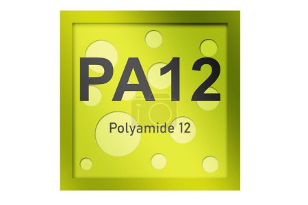 Foto de Símbolo de polímero de poliamida 12 (PA12) aislado, representación 3d - Imagen libre de derechos