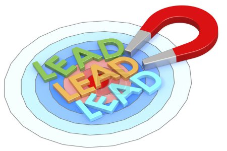 Photo for Lead word with red horseshoe magnet isolated, 3d rendering - Royalty Free Image