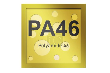 Foto de Poliamida 46 (PA46) símbolo de polímero aislado, representación 3d - Imagen libre de derechos