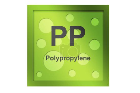 Foto de Polímero de polipropileno (PP) sobre fondo verde, renderizado 3d - Imagen libre de derechos