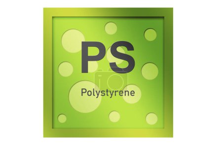 Foto de Polímero de poliestireno (PS) sobre fondo verde, representación 3d - Imagen libre de derechos