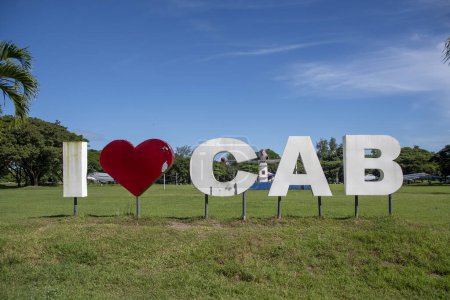 Photo for Clark, Philippines- 20 Oct 2023: I love CAB sign located in Air Force Park in Clark, Philippines. CAB stands for Clark Air Base, formerly Clark Field, former U.S. military air base - Royalty Free Image