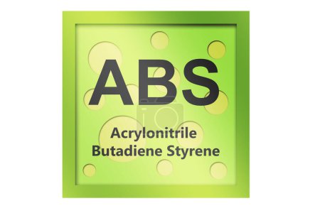 Foto de Acrilonitrilo butadieno estireno (ABS) símbolo de polímero aislado, representación 3d - Imagen libre de derechos