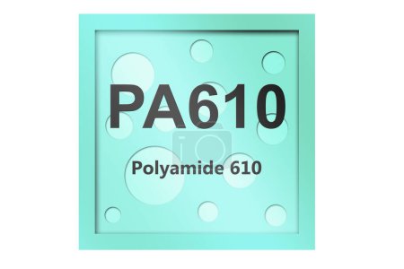 Foto de Símbolo de polímero de poliamida 610 (PA610) aislado, representación 3d - Imagen libre de derechos