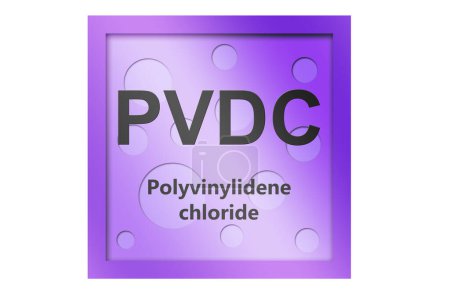 Foto de Símbolo de polímero de cloruro de polivinilideno (PVDC) aislado, representación 3D - Imagen libre de derechos