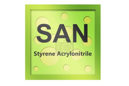 Foto de Copolímero de estireno Acrilonitrilo (SAN) símbolo del polímero aislado, representación 3d - Imagen libre de derechos
