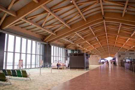 Photo for Clark, Philippines- 21 Oct 2023: Interior structure of Clark International Airport in Clark, Philippines. The airport is less than 100 km north-west of Manil - Royalty Free Image