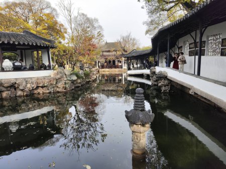 Photo for Suzhou, China- 6 Dec, 2023: View of Humble Administrator's Garden in Suzhou, China. It is one of China finest, the centerpiece of a UNESCO World Heritage - Royalty Free Image
