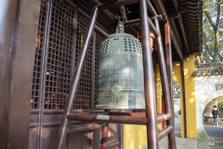 Photo for Suzhou, China-5 Dec, 2023: Ancient massive bell in Chinese temple in Suzhou, China. - Royalty Free Image