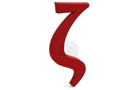 Red Zeta symbol isolated on white background, 3d rendering