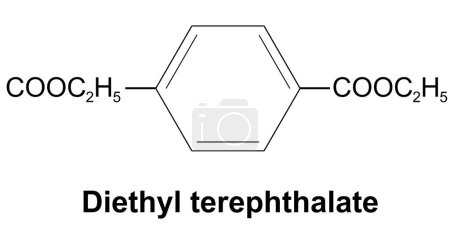 Structure chimique du téréphtalate de diéthyle, rendu 3d