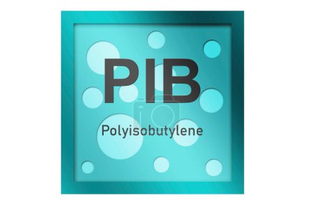 Polyisobutylen (PIB) -Polymer auf blauem Hintergrund, 3D-Rendering