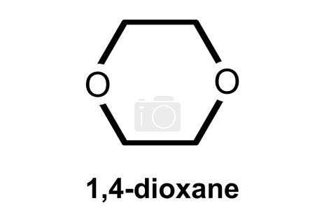 Structure of 1,4-dioxane on white background, 3d rendering