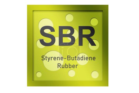 Symbole polymère caoutchouc styrène-butadiène (SBR) isolé, rendu 3d