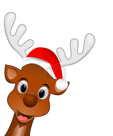 Reindeer wishing Merry Christmas on white background - illustration