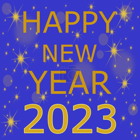 Photo for Happy New Year 2023 card blue gold - illustration - Royalty Free Image