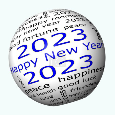 Photo for Happy New Year 2023 wordcloud - illustration - Royalty Free Image
