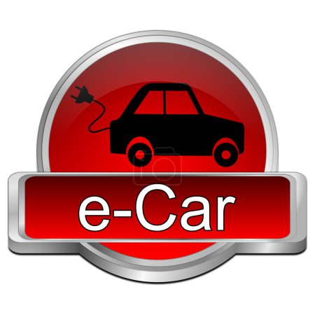 Photo for E-Car Button red - 3D illustration - Royalty Free Image