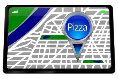 Photo for Tablet computer with blue Pizza Map pointer - 3D illustration - Royalty Free Image