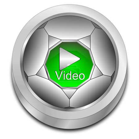 Téléchargez les photos : Jouer Bouton vidéo argent vert - illustration 3D - en image libre de droit