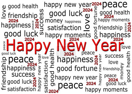 Happy New Year 2024 congratulations card  illustration