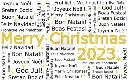 Photo for Merry Christmas 2023 wordcloud gold - illustration - Royalty Free Image