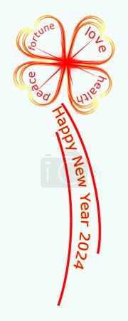 Photo for Happy New Year 2024 with a shamrock gold red  illustration - Royalty Free Image